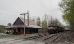 Pan Am Southern train symbol 11R awaits westbound departure after making a drop-off for the Battenkill Railroad